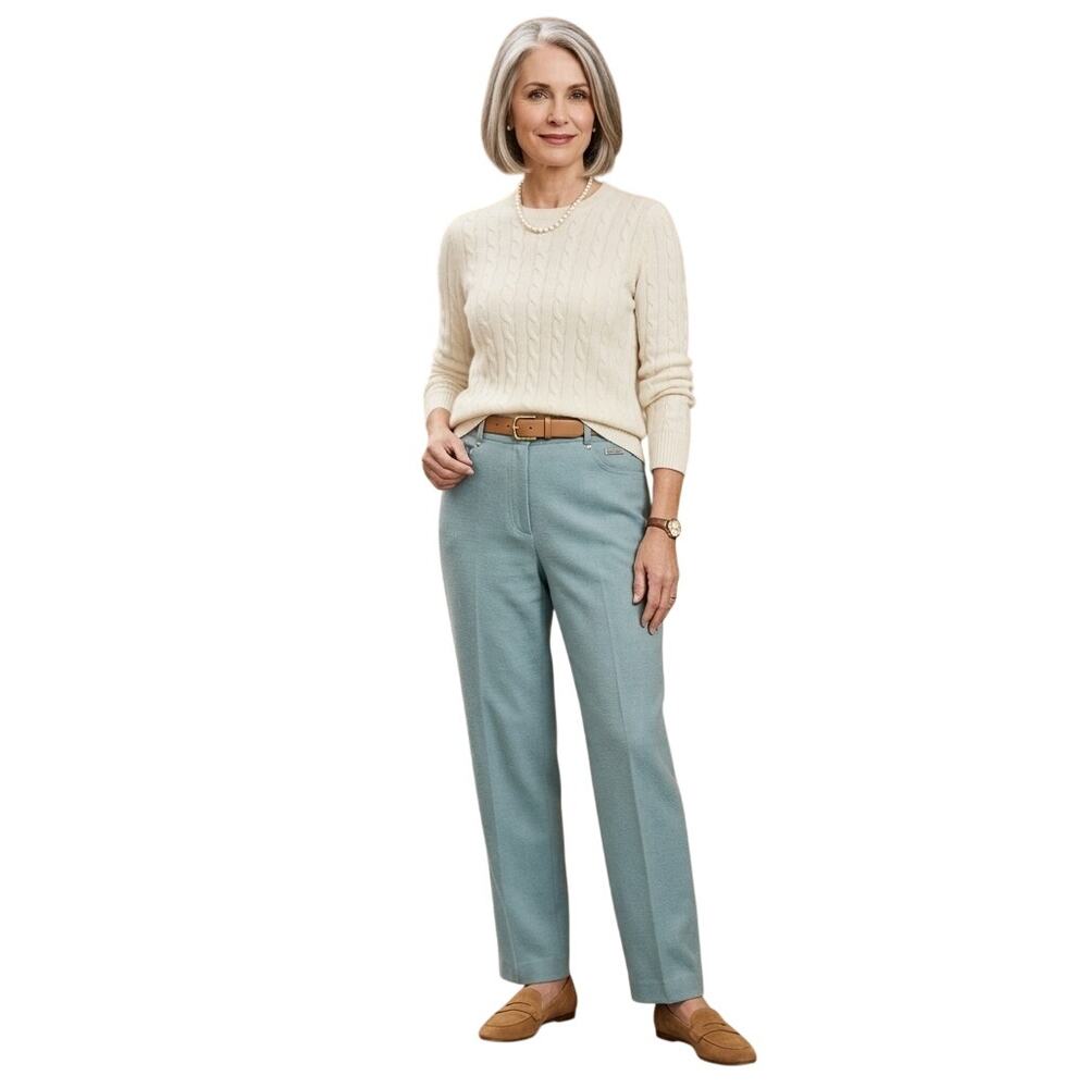 Vintage ST. JOHN BY MARIE GRAY Sport Dusty Blue High Rise Straight Pants 10